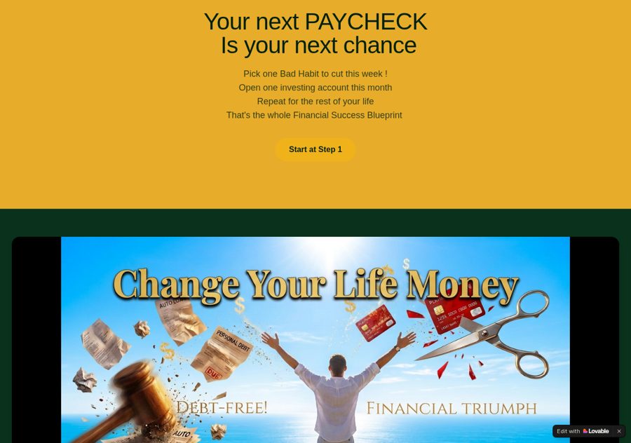 Screen section 10 of the www.changeyourlife.money personal finance and debt-free money site designed and built by Creative Web Design and Development