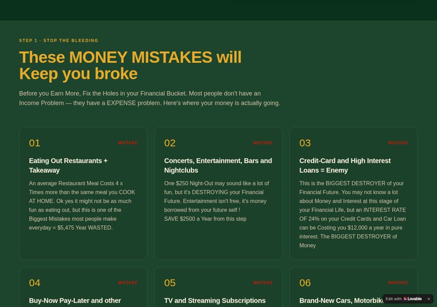 Screen section 2 of the www.changeyourlife.money personal finance and debt-free money site designed and built by Creative Web Design and Development