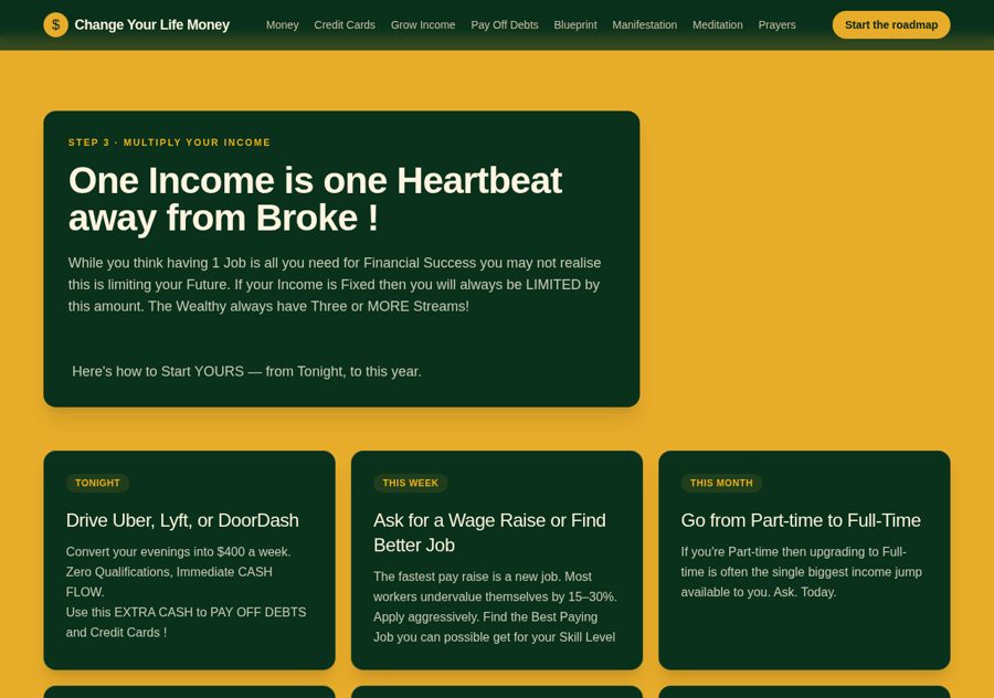 Screen section 5 of the www.changeyourlife.money personal finance and debt-free money site designed and built by Creative Web Design and Development