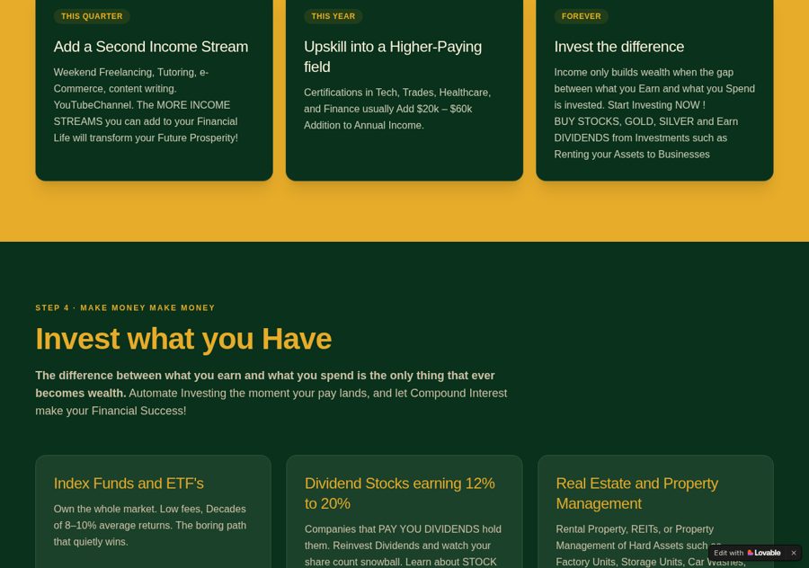 Screen section 6 of the www.changeyourlife.money personal finance and debt-free money site designed and built by Creative Web Design and Development