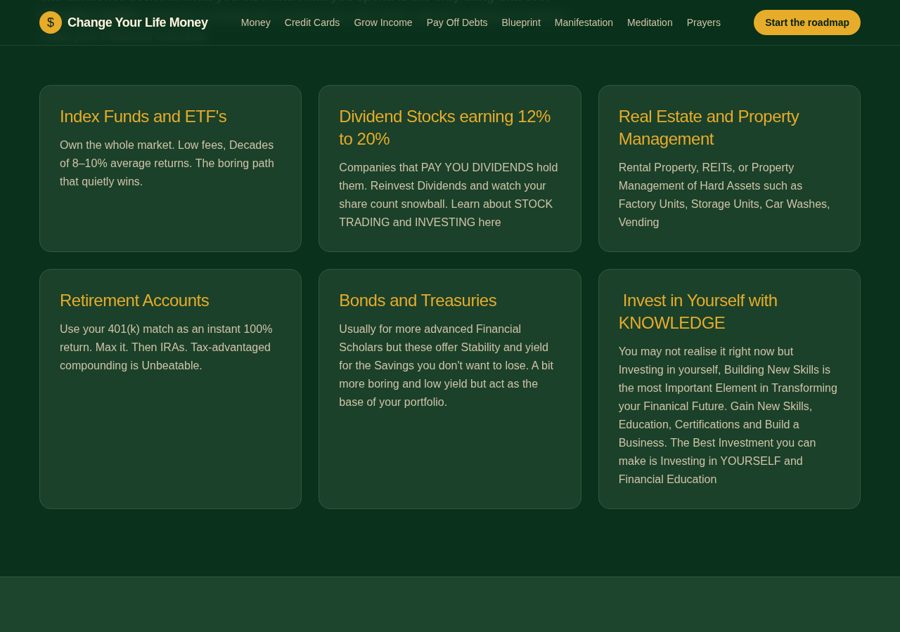 Screen section 7 of the www.changeyourlife.money personal finance and debt-free money site designed and built by Creative Web Design and Development