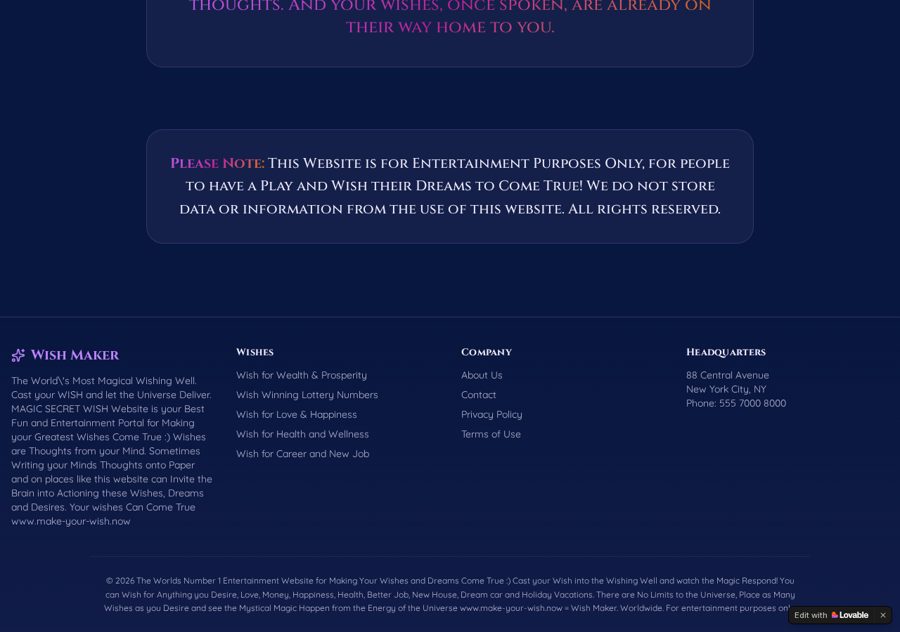 Screen section 8 of the www.make-your-wish.now online wishing and manifestation site designed and built by Creative Web Design and Development